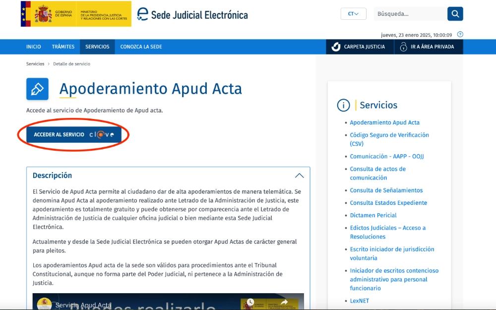 Apoderamiento Apud Acta