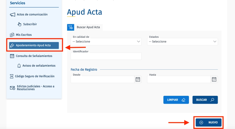 Apoderamiento Apud Acta
