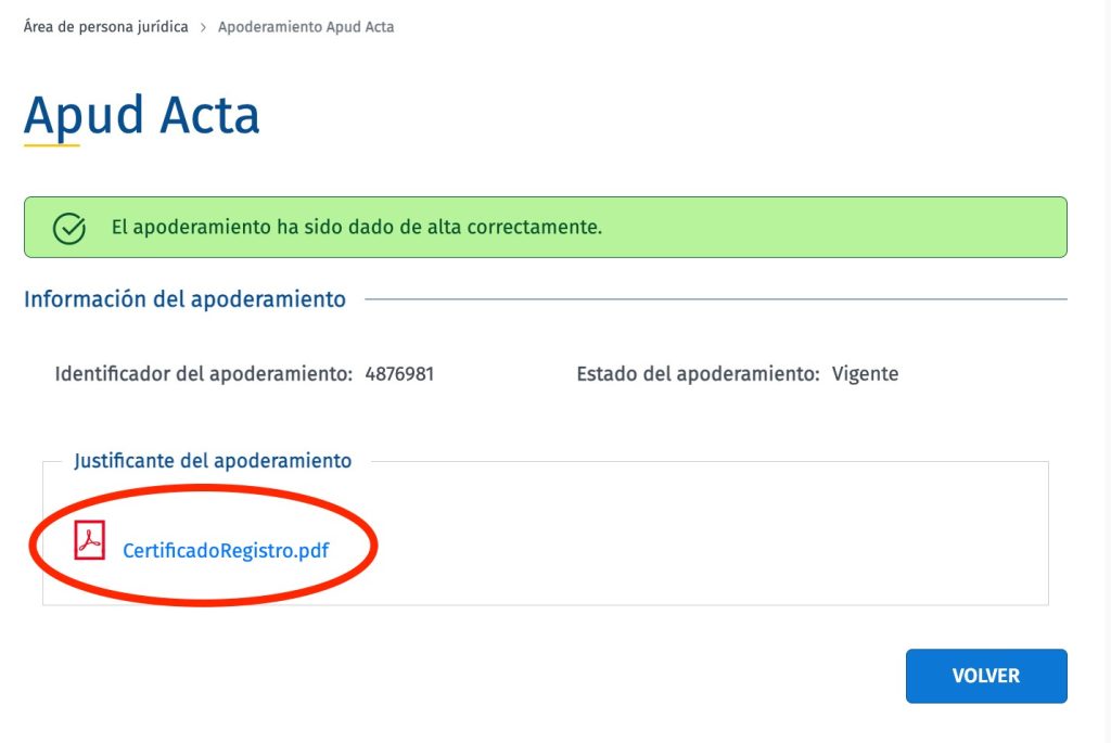 Apoderamiento Apud Acta