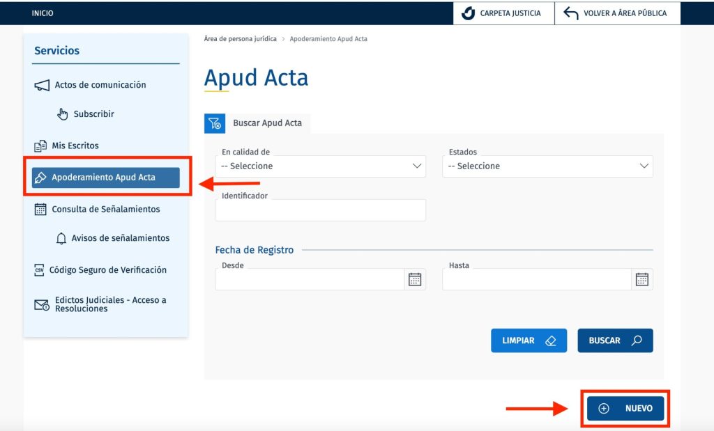 Apoderamiento Apud Acta