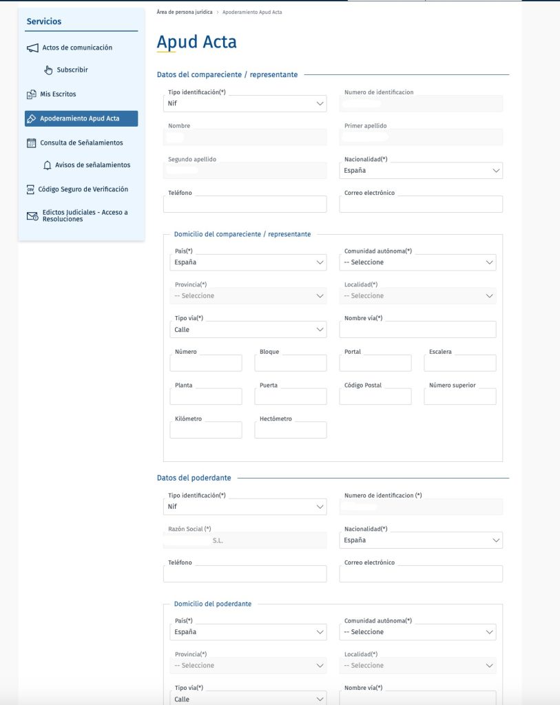 Apoderamiento Apud Acta